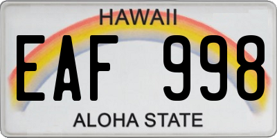 HI license plate EAF998