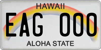 HI license plate EAG000