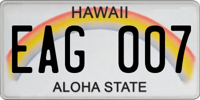 HI license plate EAG007