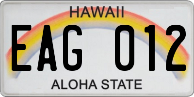 HI license plate EAG012