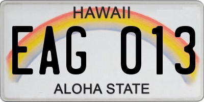 HI license plate EAG013