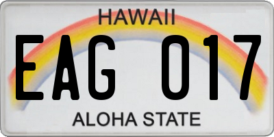 HI license plate EAG017