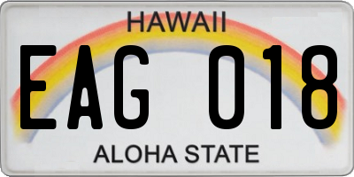 HI license plate EAG018