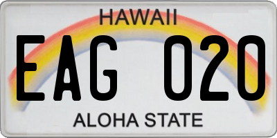 HI license plate EAG020