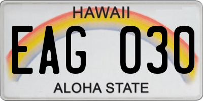 HI license plate EAG030