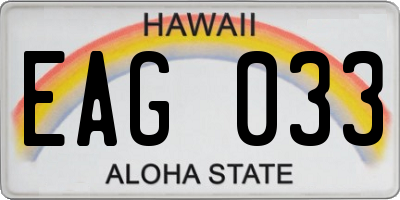 HI license plate EAG033