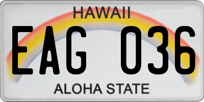 HI license plate EAG036