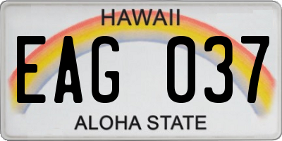 HI license plate EAG037