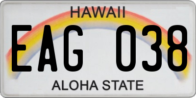 HI license plate EAG038