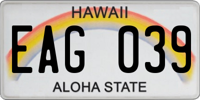 HI license plate EAG039