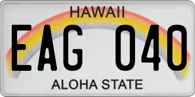 HI license plate EAG040