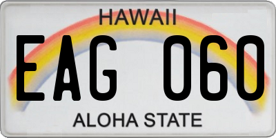 HI license plate EAG060