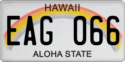 HI license plate EAG066