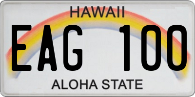 HI license plate EAG100