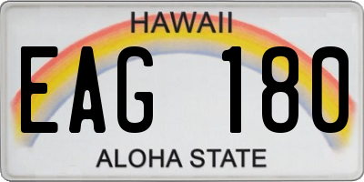 HI license plate EAG180