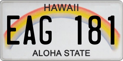 HI license plate EAG181