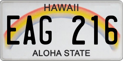 HI license plate EAG216