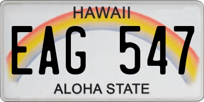 HI license plate EAG547