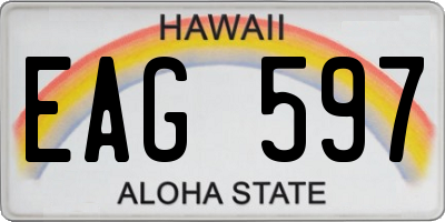 HI license plate EAG597