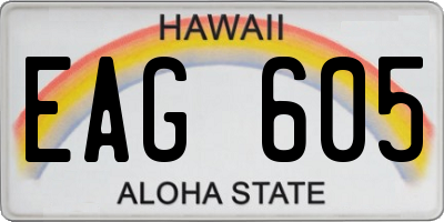 HI license plate EAG605