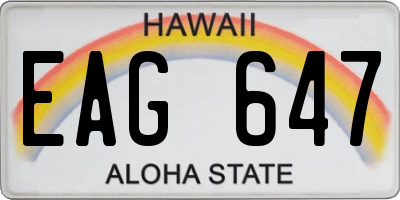 HI license plate EAG647