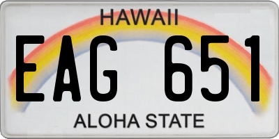 HI license plate EAG651