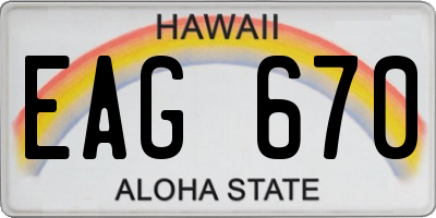 HI license plate EAG670