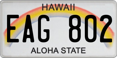 HI license plate EAG802