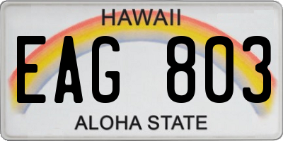 HI license plate EAG803