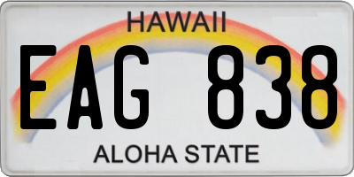 HI license plate EAG838