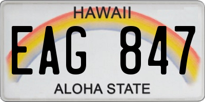 HI license plate EAG847