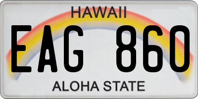 HI license plate EAG860