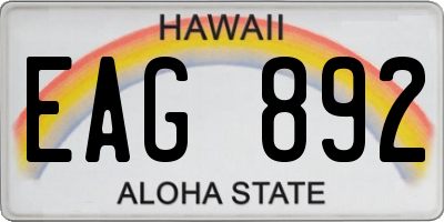 HI license plate EAG892