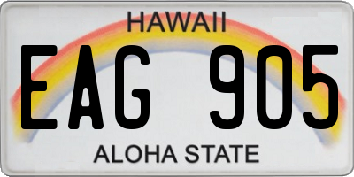 HI license plate EAG905