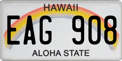 HI license plate EAG908