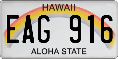 HI license plate EAG916