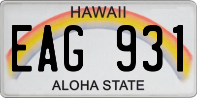 HI license plate EAG931