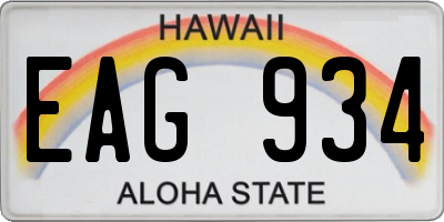 HI license plate EAG934