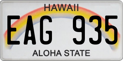 HI license plate EAG935