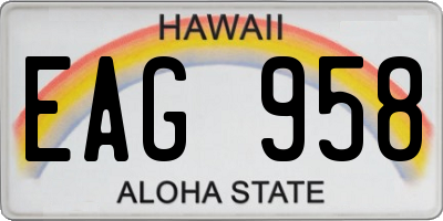 HI license plate EAG958