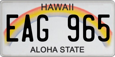 HI license plate EAG965