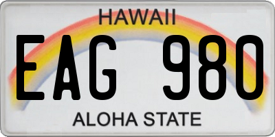 HI license plate EAG980