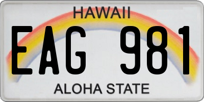 HI license plate EAG981