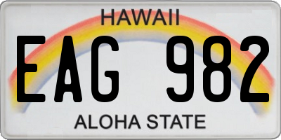 HI license plate EAG982