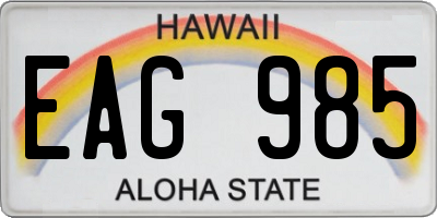 HI license plate EAG985