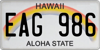 HI license plate EAG986