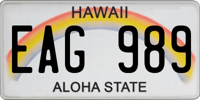 HI license plate EAG989