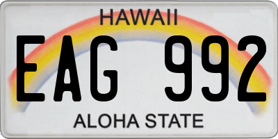 HI license plate EAG992