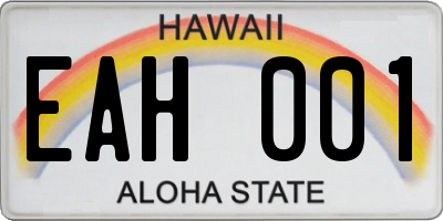 HI license plate EAH001