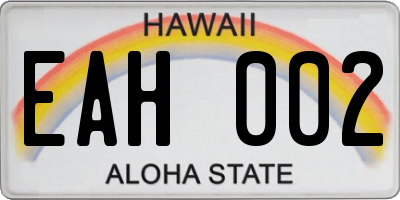 HI license plate EAH002